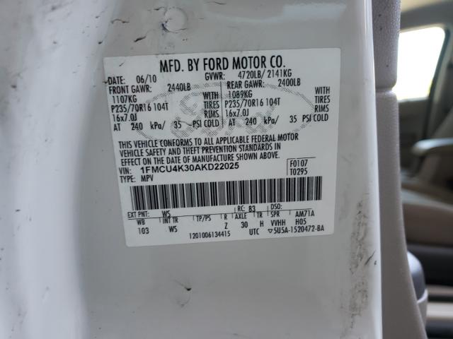 2010 FORD ESCAPE HYB 1FMCU4K30AKD22025