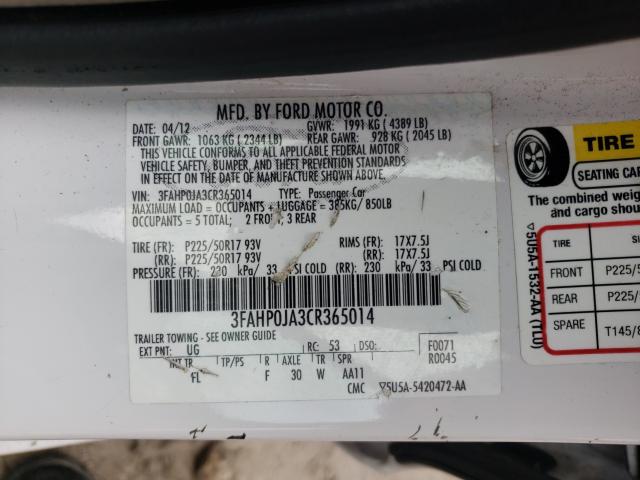 2012 FORD FUSION SEL 3FAHP0JA3CR365014