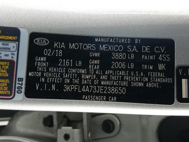 2018 KIA FORTE LX 3KPFL4A73JE238650