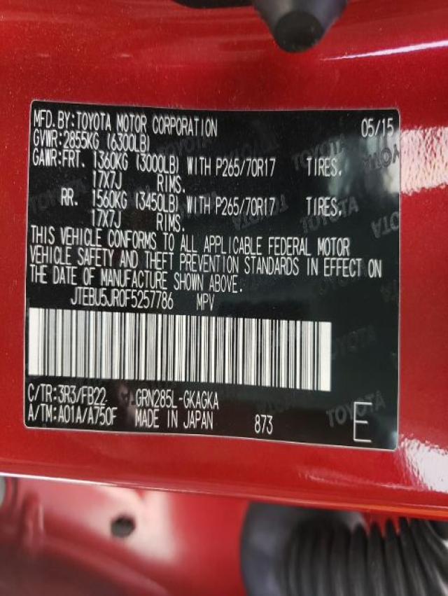 2015 TOYOTA 4RUNNER JTEBU5JR0F5257786