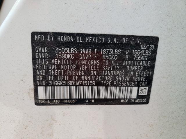 2020 HONDA FIT EXL 3HGGK5H90LM715159