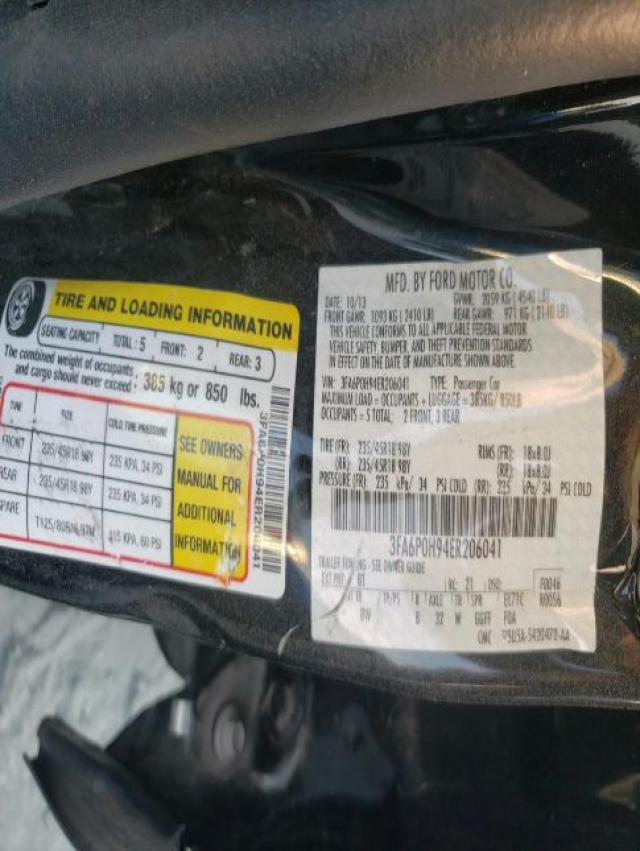 3FA6P0H94ER206041 Ford Fusion Se 2014. Фото: 9