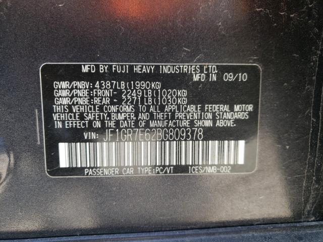 2011 SUBARU IMPREZA WR JF1GR7E62BG809378