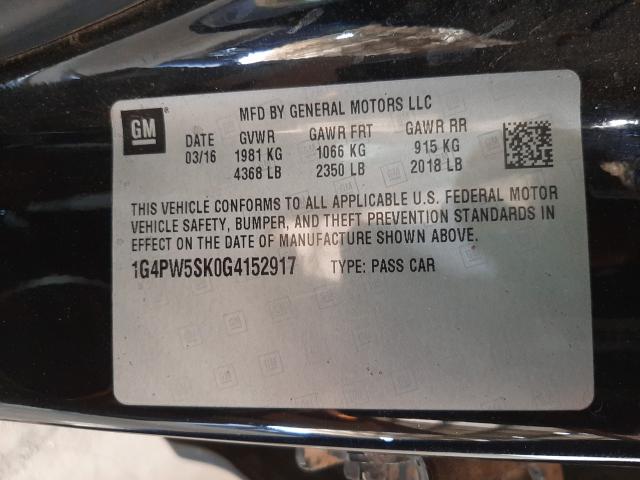2016 BUICK VERANO SPO 1G4PW5SK0G4152917