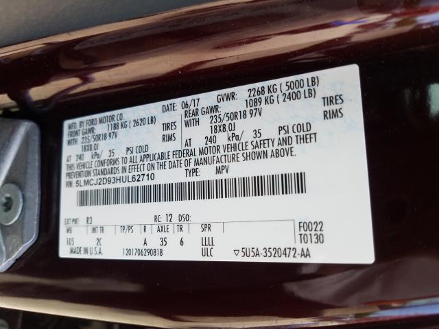 2017 LINCOLN MKC SELECT 5LMCJ2D93HUL62710