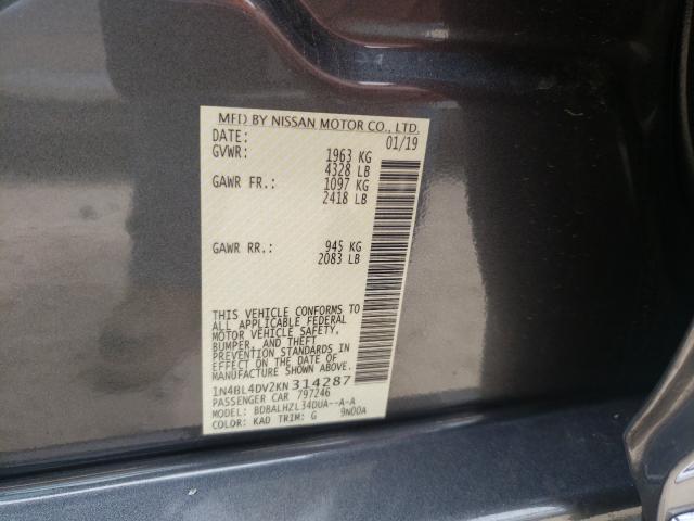 2019 NISSAN ALTIMA SV 1N4BL4DV2KN314287