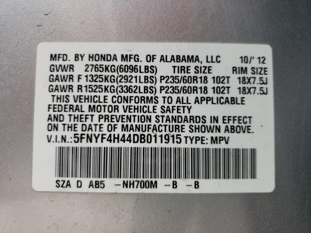 2013 HONDA PILOT EX 5FNYF4H44DB011915