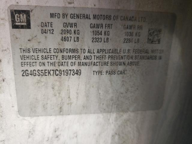 2012 BUICK REGAL PREM 2G4GS5EK7C9197349