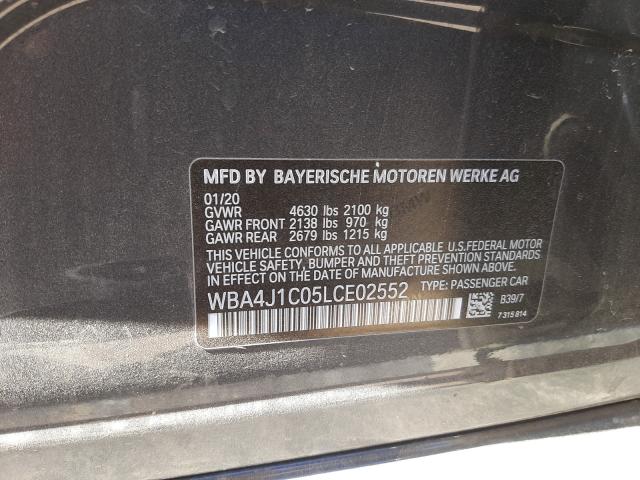 2020 BMW 430I GRAN WBA4J1C05LCE02552