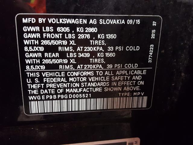 2016 VOLKSWAGEN TOUAREG TD WVGEP9BP9GD005521