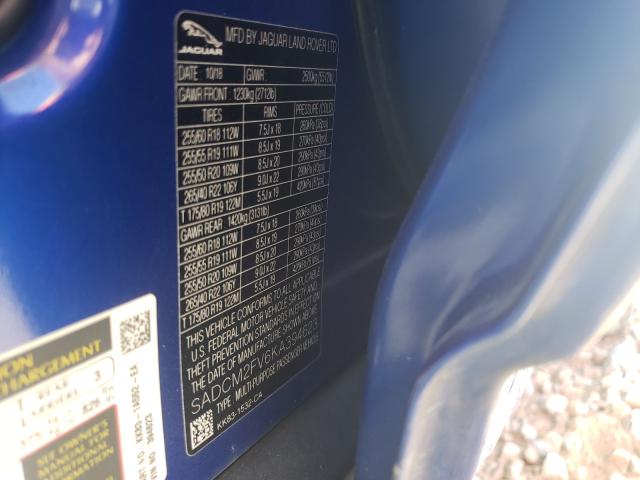 2019 JAGUAR F-PACE S SADCM2FV6KA394623