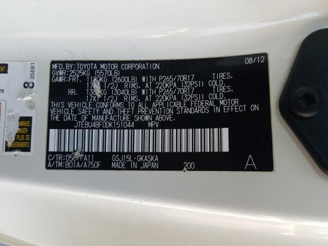 2013 TOYOTA FJ CRUISER JTEBU4BF0DK151044
