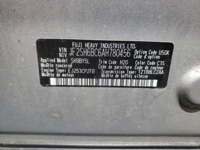 2010 SUBARU FORESTER X JF2SH6BC6AH780456