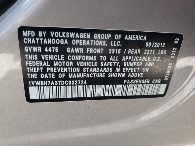 1VWBH7A37DC032724 Volkswagen Passat Se 2013. Фото: 9