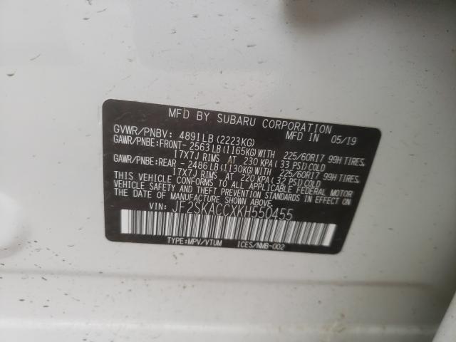 2019 SUBARU FORESTER JF2SKACCXKH550455