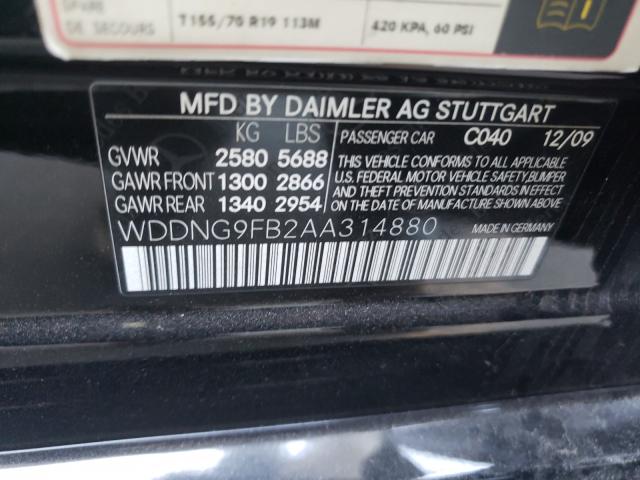 2010 MERCEDES-BENZ S 400 WDDNG9FB2AA314880