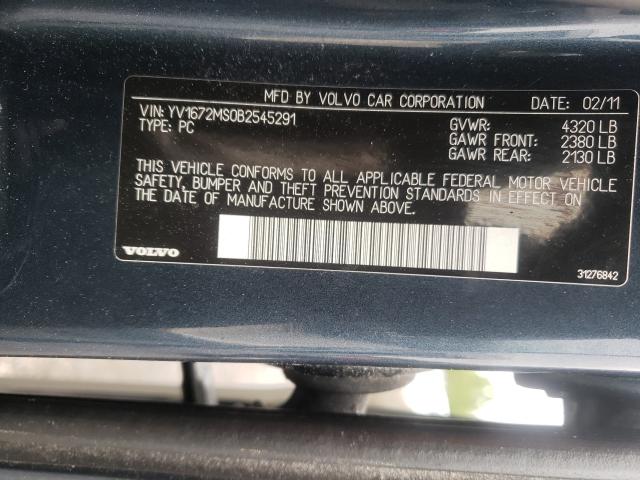 2011 VOLVO S40 T5 YV1672MS0B2545291