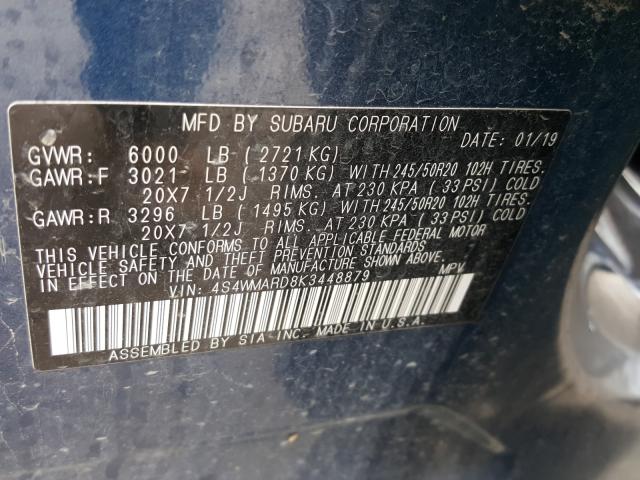 2019 SUBARU ASCENT TOU 4S4WMARD8K3448879