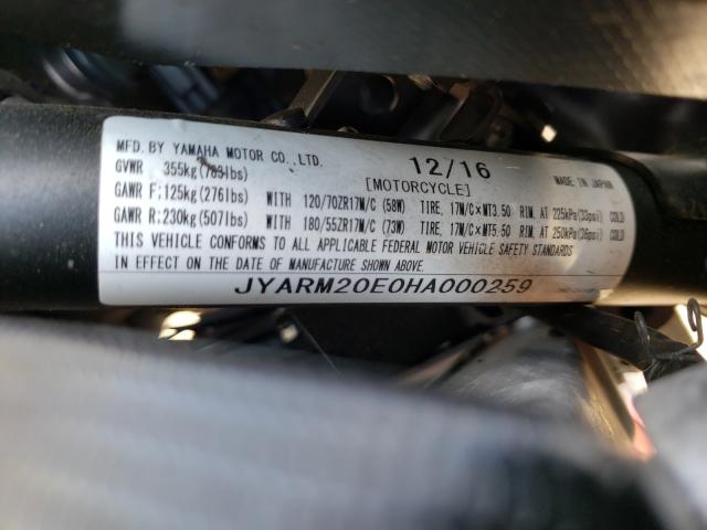 2017 YAMAHA FZ07A JYARM20E0HA000259