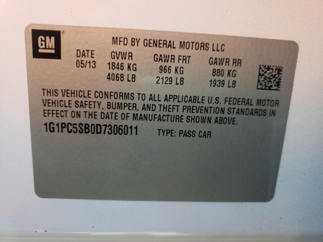2013 CHEVROLET CRUZE LT 1G1PC5SB0D7306011