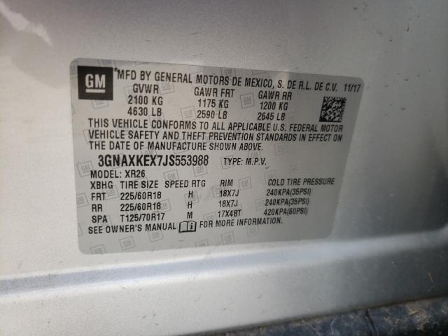 2018 CHEVROLET EQUINOX LT 3GNAXKEX7JS553988