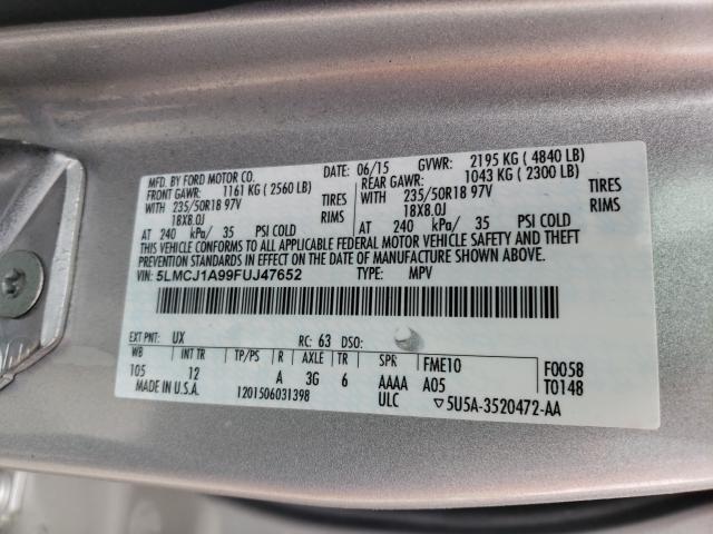 2015 LINCOLN MKC 5LMCJ1A99FUJ47652