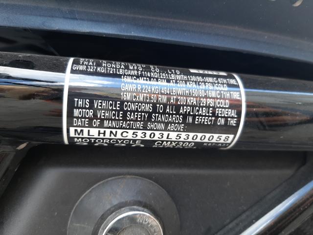 2020 HONDA CMX300 MLHNC5303L5300058