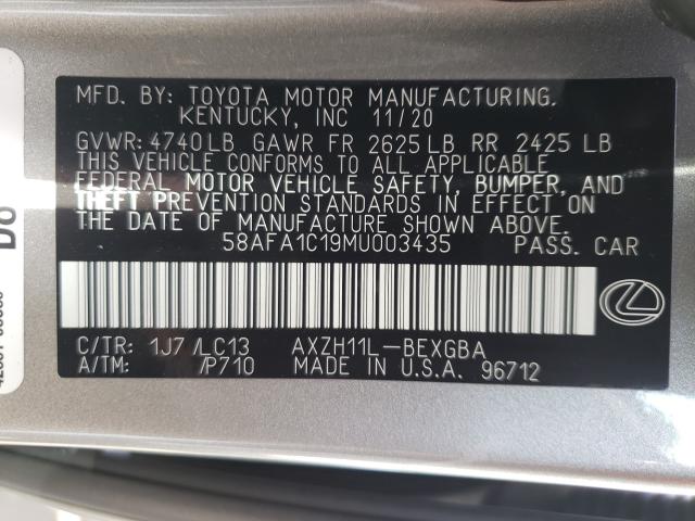 2021 LEXUS ES 300H UL 58AFA1C19MU003435