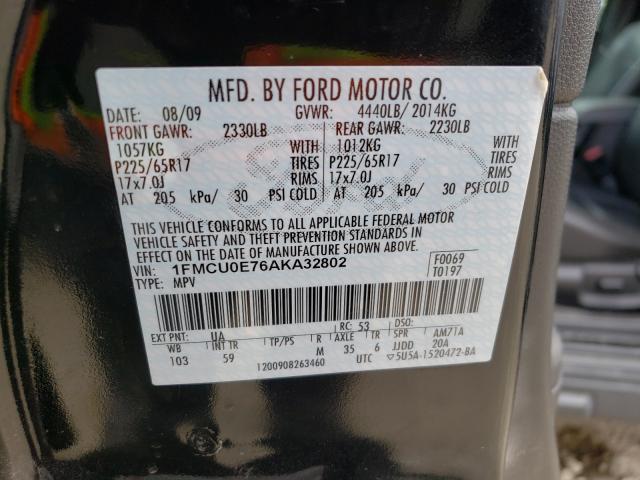 2010 FORD ESCAPE LIM 1FMCU0E76AKA32802