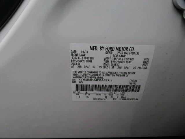 2015 FORD EXPLORER X 1FM5K8D84FGA82311