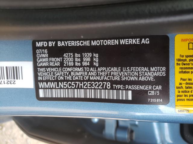 2017 MINI COOPER CLU WMWLN5C57H2E32278