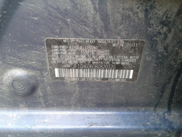 2011 SUBARU IMPREZA OU JF1GH6D60BG820720