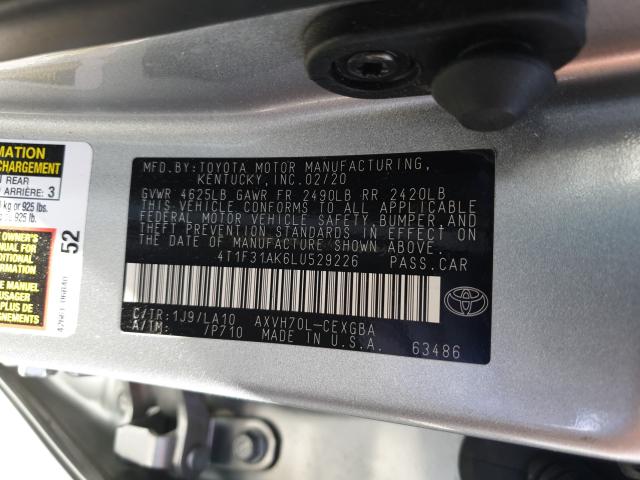 2020 TOYOTA CAMRY XLE 4T1F31AK6LU529226