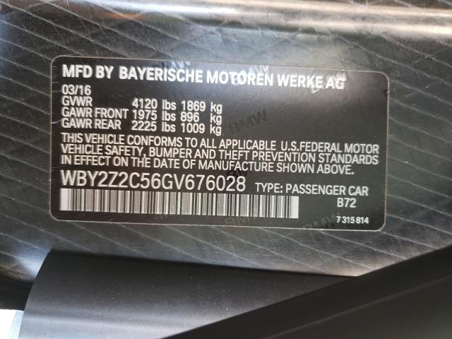 VIN WBY2Z2C56GV676028 2016 BMW I8 no.10