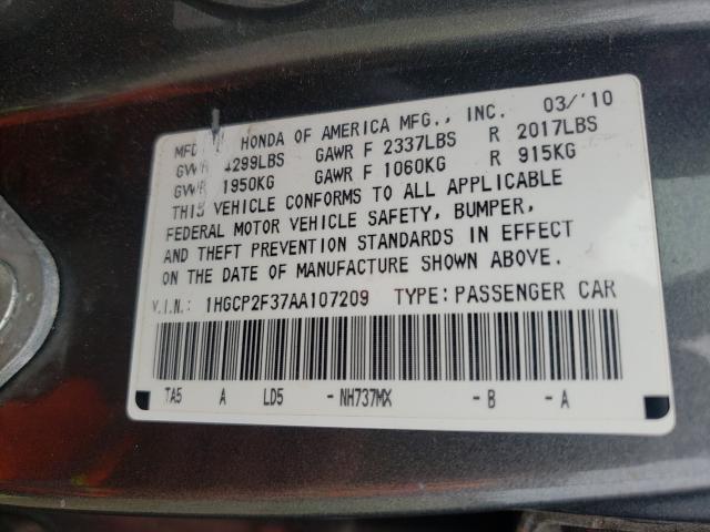 2010 HONDA ACCORD LX 1HGCP2F37AA107209