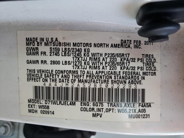 2011 MITSUBISHI ENDEAVOR L 4A4JM2AS2BE022293