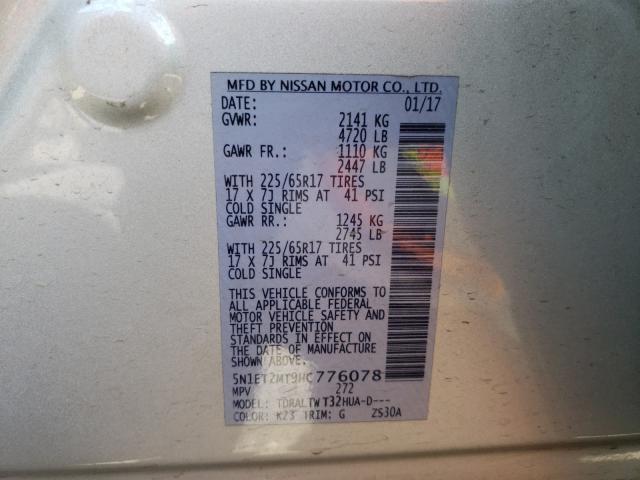 2017 NISSAN ROGUE SV H 5N1ET2MT9HC776078