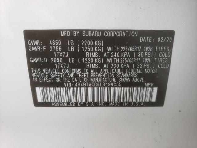 2020 SUBARU OUTBACK PR 4S4BTACC6L3199355