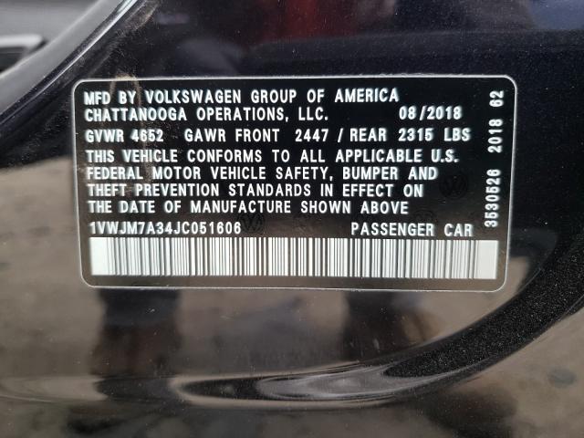 2018 VOLKSWAGEN PASSAT GT 1VWJM7A34JC051606