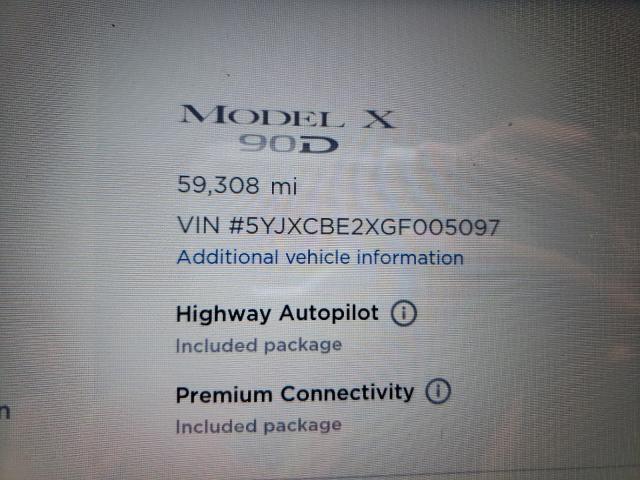 2016 TESLA MODEL X 5YJXCBE2XGF005097