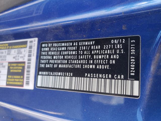 2013 VOLKSWAGEN GOLF R WVWRF7AJ9DW021826