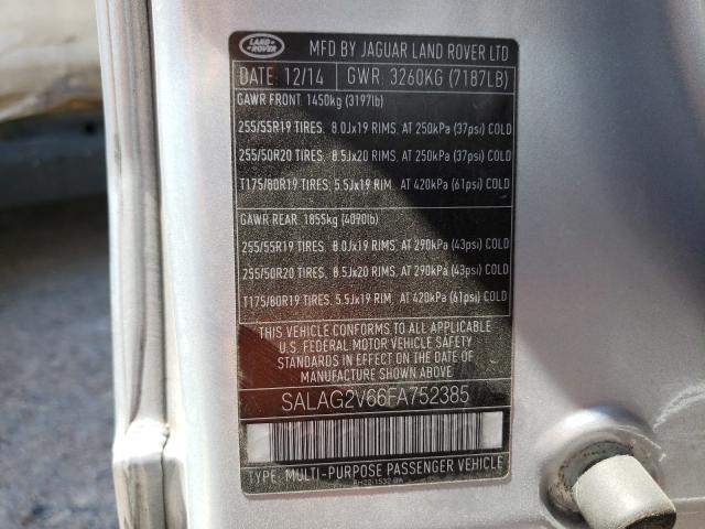 2015 LAND ROVER LR4 HSE SALAG2V66FA752385