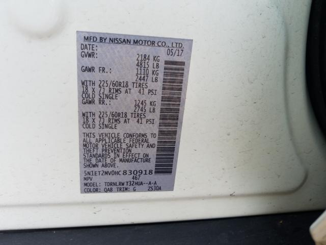 2017 NISSAN ROGUE SV H 5N1ET2MV0HC830918