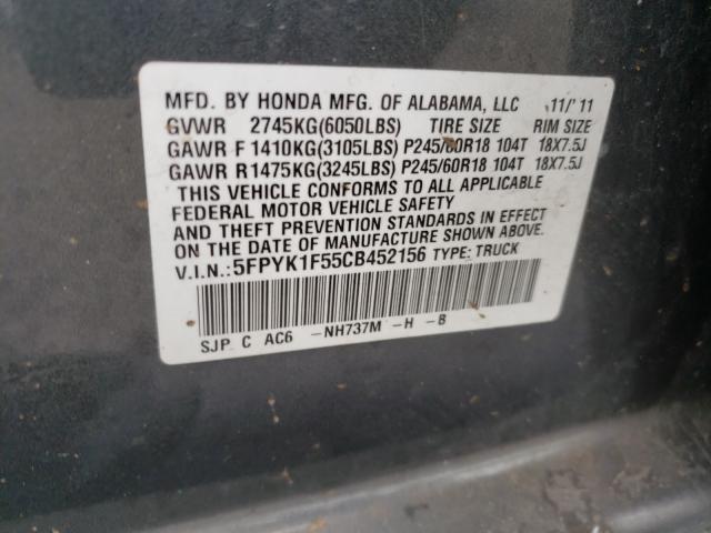 2012 HONDA RIDGELINE 5FPYK1F55CB452156