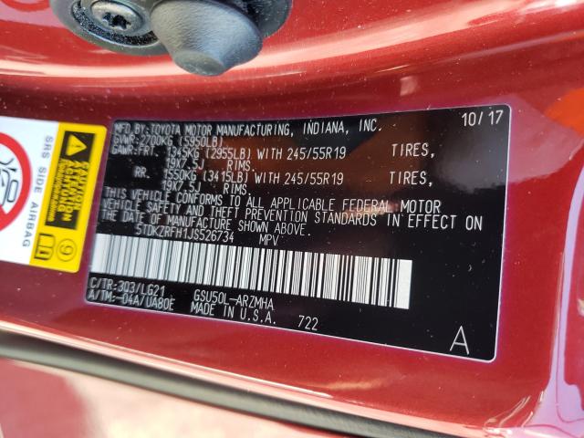 2018 TOYOTA HIGHLANDER 5TDKZRFH1JS526734