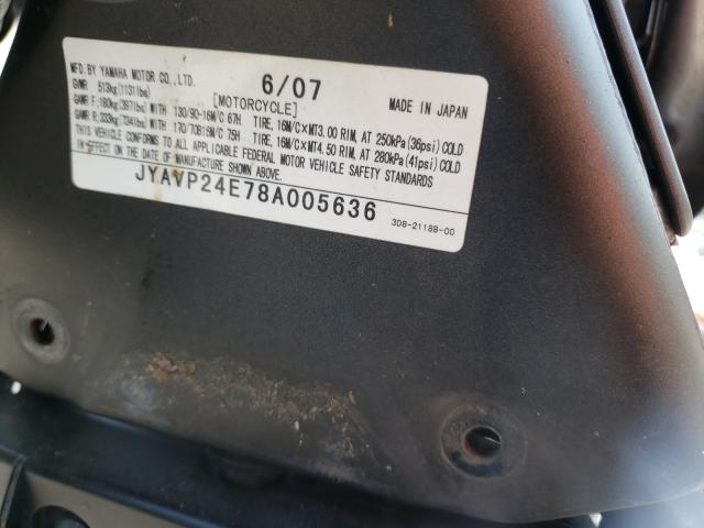 2008 YAMAHA XVS1300 A JYAVP24E78A005636