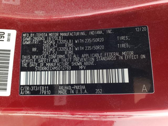 2021 TOYOTA SIENNA XSE 5TDXRKEC4MS012769