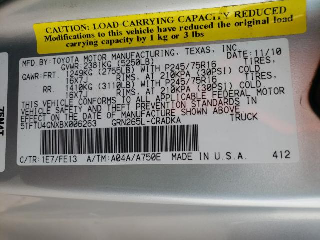 2011 TOYOTA TACOMA PRE 5TFTU4GNXBX006263