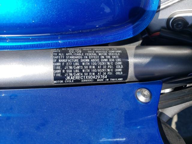 2009 KAWASAKI MOTORCYCLE JKAEREC1X9DA29764