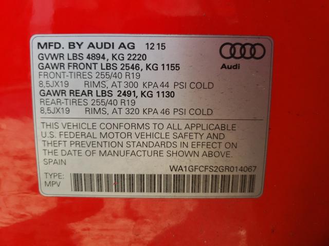 2016 AUDI Q3 PRESTIG WA1GFCFS2GR014067